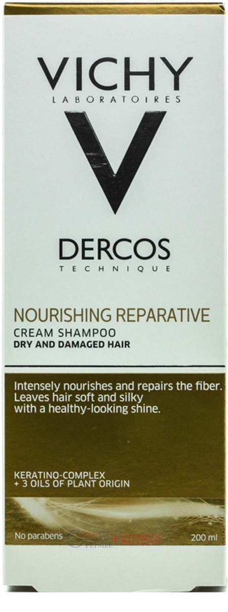 VICHY Деркос - Живильно-відновлюючий шампунь-крем для сухого та пошкодженого волосся - Флакон 200 мл