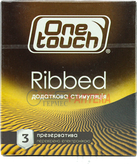 Пр-вы One Touch Ribbed з ребристою структурою в силіконовій змазці з нак опичувачем(3шт.)