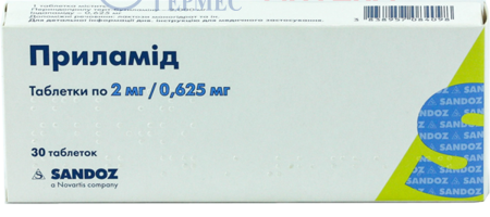 ПРИЛАМИД табл. 2мг/0.625мг №30 (3Х10т) (периндоприл/индапамид)