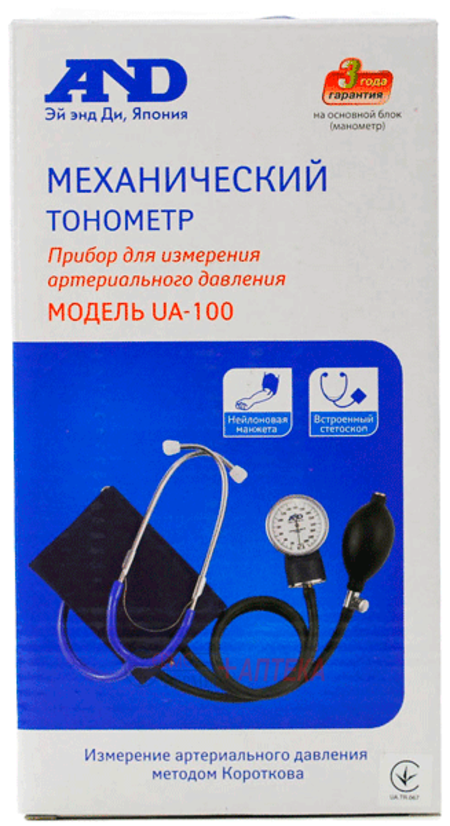 ТОНОМЕТР AND UA-100 (механический, встроен. стетоскоп)