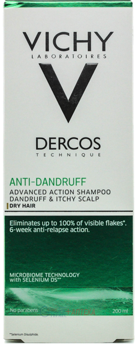 VICHY Деркос, шампунь проти лупи посиленної дії для сухого волосся, 200 мл