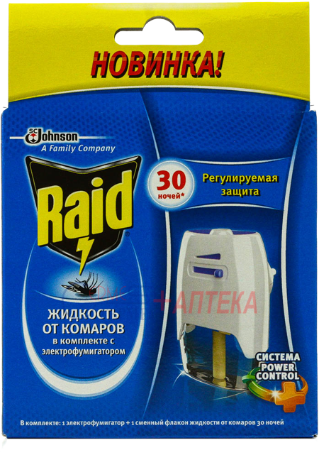 RAID Электрофумиг. с регул. интенсивн. и жидк. пр/комаров 30 ночей