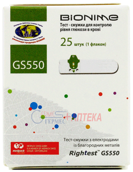 ТЕСТ-ПОЛОСКИ BIONIME RIGHTEST ELSA ( и GМ 550) №25