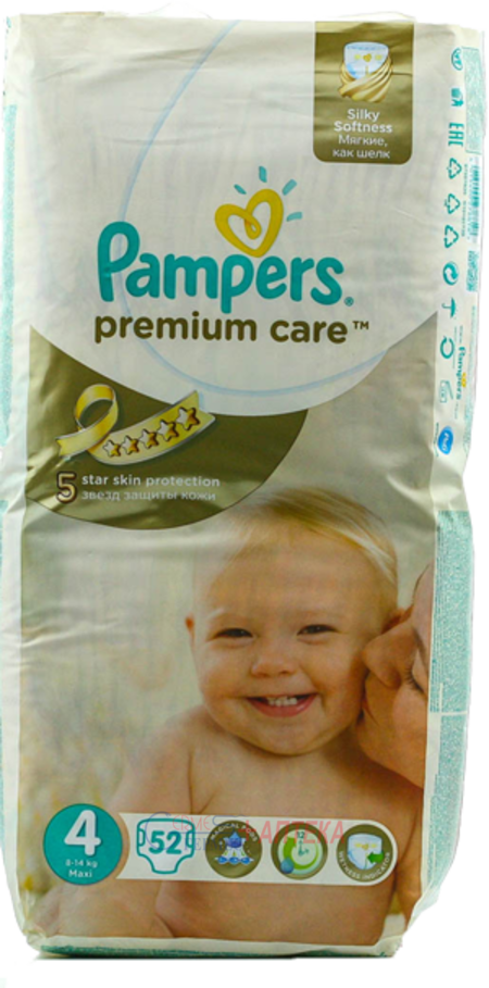 PAMPERS Premium Care Maxi 4, 9-14кг №52