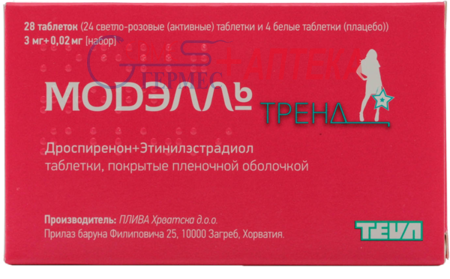 МОДЕЛЛЬ Тренд табл.п/п/о 3мг+20мкг, №28 (дроспиренон+этинилэстрадиол)