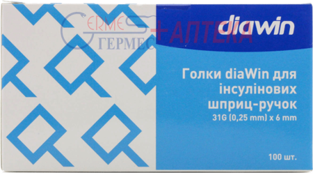 ИГЛЫ DIAWIN для инсулиновых шприц-ручек 31G(0,25мм) х 6мм №100