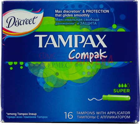 ТАМПОНЫ TAMPAX compac super с апплик. №16