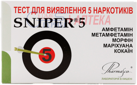 ТЕСТ-КАССЕТА SNIPER 5 Снайпер д/опр.5 наркотиков, Фармаско