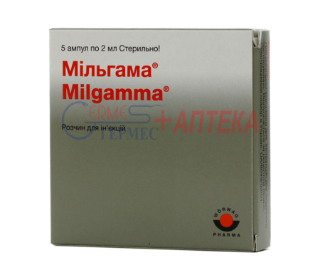 МИЛЬГАММА р-р д/ин. 100мг/100мг/1мг/2мл амп. 2 мл №5 (витВ1/В6/В12)