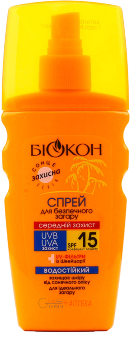 БИОКОН Спрей солнцезащ. SPF 15 водостойкий, 160мл----