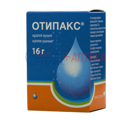 ОТИПАКС ушные капли 40мг/10мг/г, 16 г фл. (от 1мес. и взр.) (феназон/лидокаин)