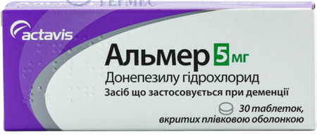 АЛЬМЕР табл. 5 мг № 30 (3х10т) (донепезил)