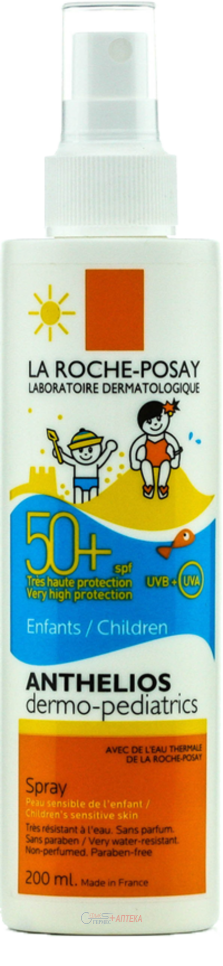 LA ROCHE Антгеліос Дермо-Педіатрікс - Сонцезахисний спрей SPF 50+ для чутливої шкіри дітей - 200 мл